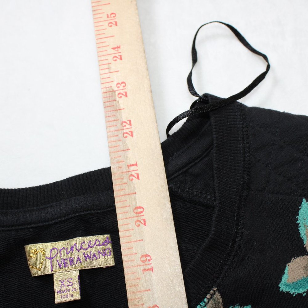 Vera Wang Princess Black Floral Print Sweater XS - Picture 7 of 8